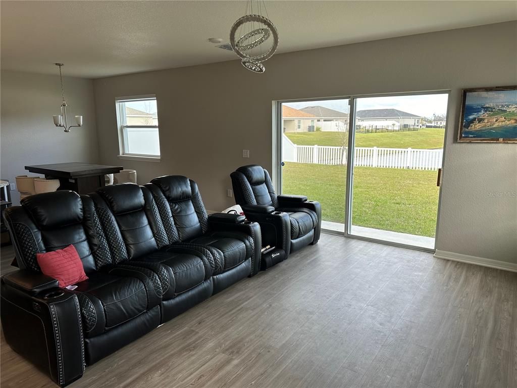 Home Theatre Room, Interior, Pendant Lights, Wood Texture Flooring