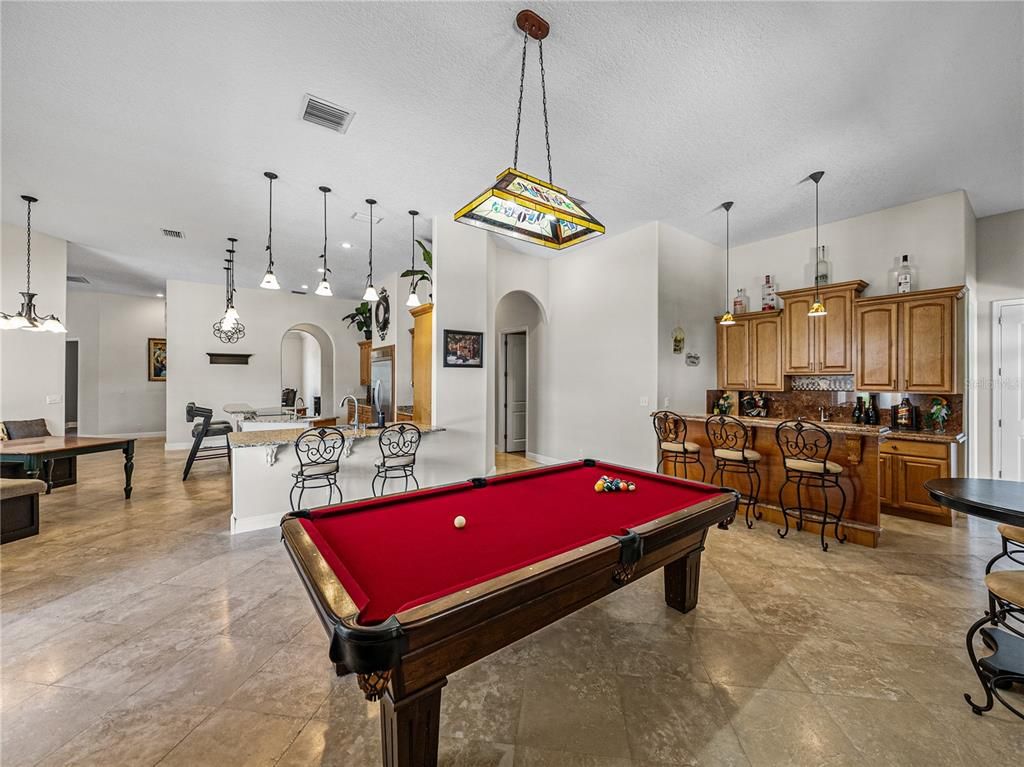 Billiard Table, Game Room, Interior, Kitchen, Pendant Lights, Recessed Lighting