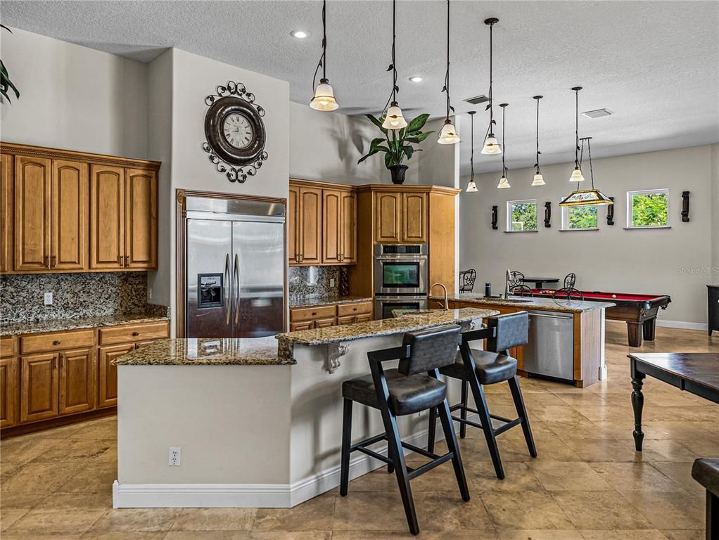 Billiard Table, Interior, Kitchen, Pendant Lights, Recessed Lighting, Stainless Steel Appliances