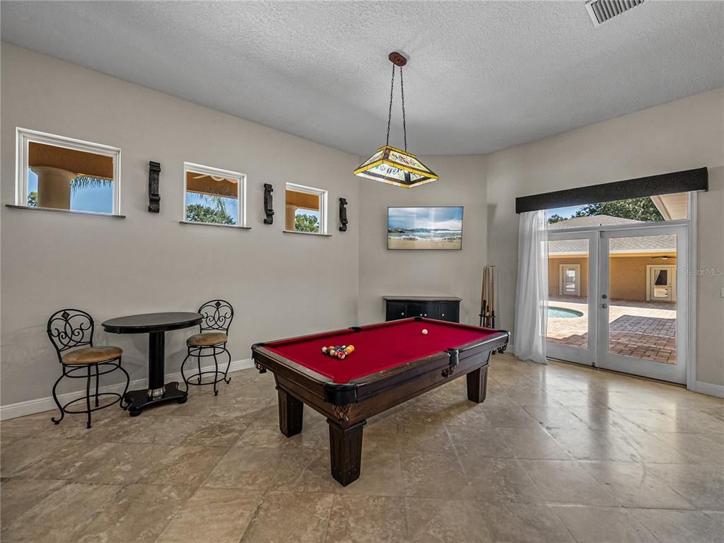 Billiard Table, Game Room, Interior, Pendant Lights
