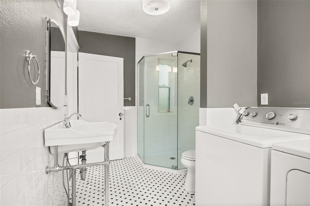 Bathroom, Glass Shower, Interior, Washer