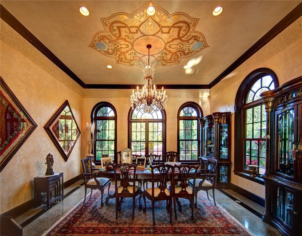 Chandelier, Dining room, Interior, Recessed Lighting
