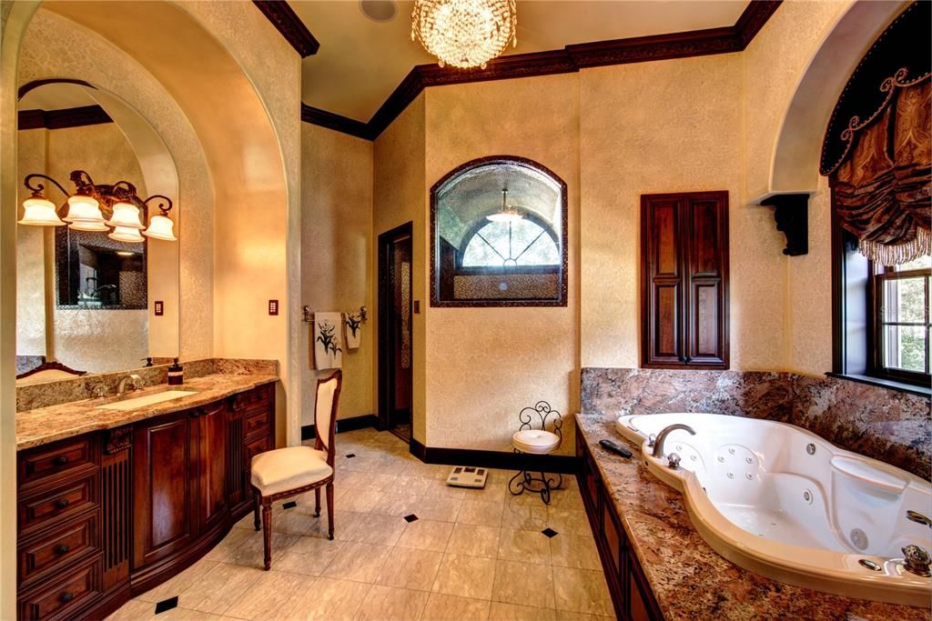 Bathroom, Chandelier, Interior
