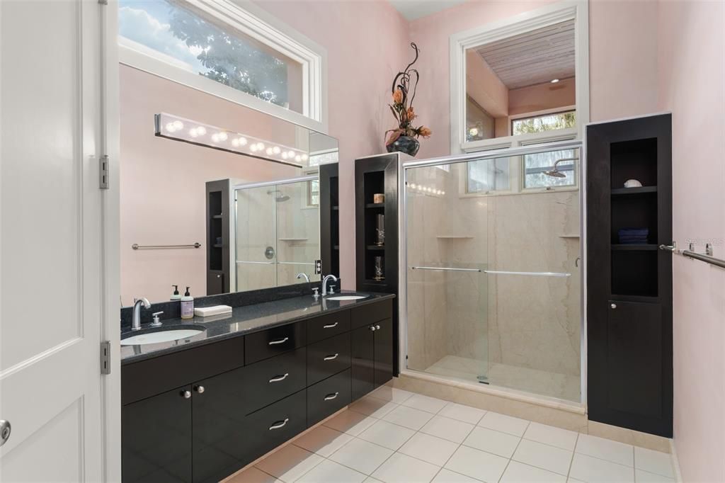 Bathroom, Dual Sink Vanities, Glass Shower, Interior
