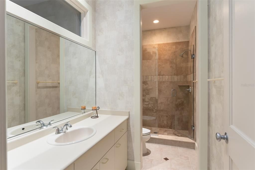 Bathroom, Glass Shower, Interior, Recessed Lighting