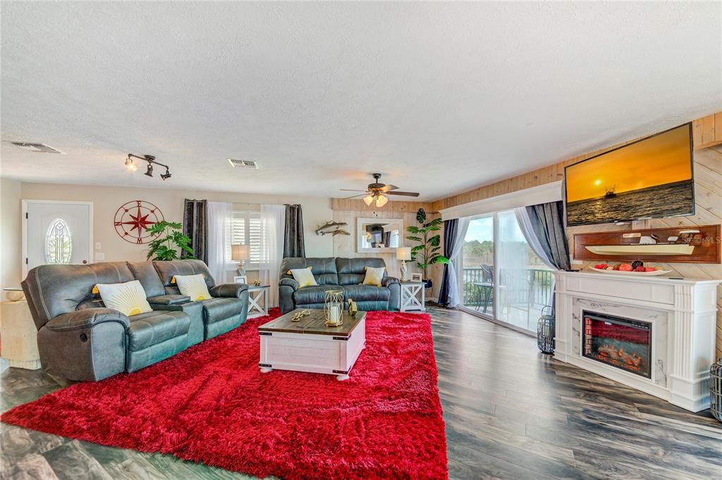 Fireplace, Interior, Living room, Wood Texture Flooring