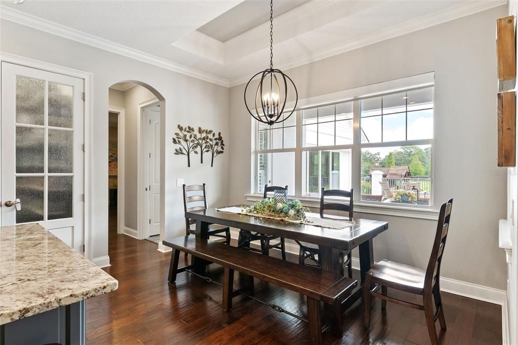 Chandelier, Dining room, Interior, Pendant Lights, Wood Texture Flooring