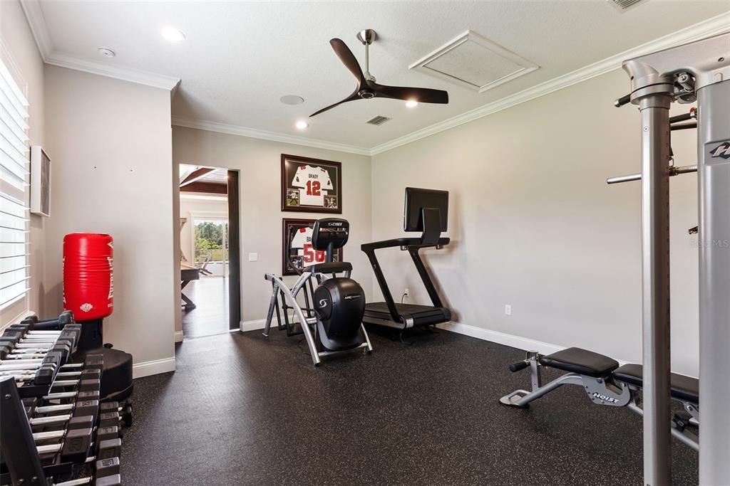 Fitness Equipment, Gym, Interior, Recessed Lighting