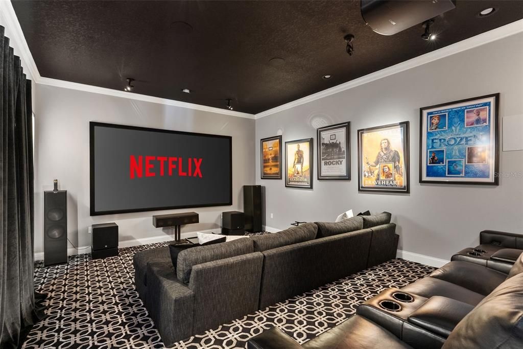 Home Theatre Room, Interior, Projection Screen, Recessed Lighting, Theatre Room