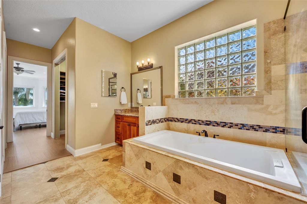 Bathroom, Interior, Recessed Lighting, Wood Texture Flooring