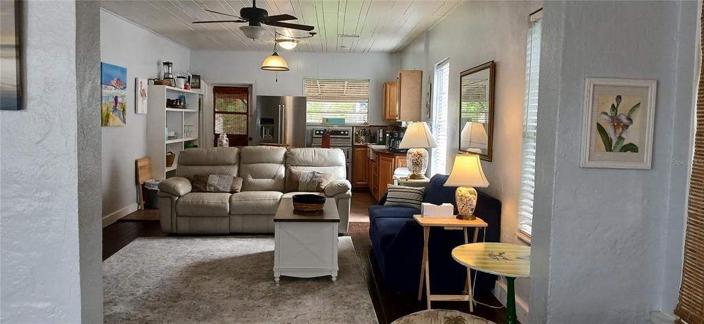 Interior, Kitchen, Living room, Pendant Lights, Stainless Steel Appliances, Wood Texture Flooring