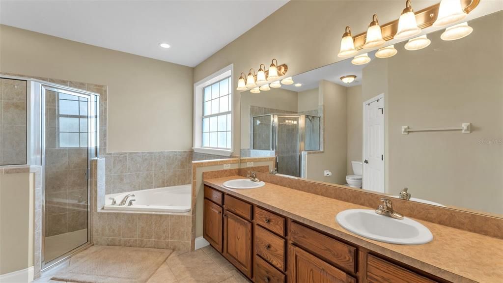 Bathroom, Dual Sink Vanities, Glass Shower, Interior, Recessed Lighting