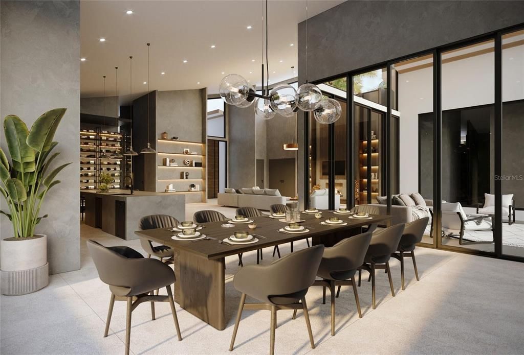 Dining room, Interior, Pendant Lights, Recessed Lighting