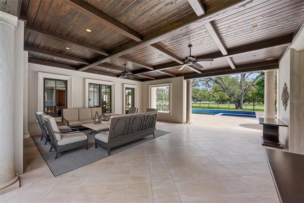 Interior, Living room, Recessed Lighting, Wooden Beams, Wooden Ceilings