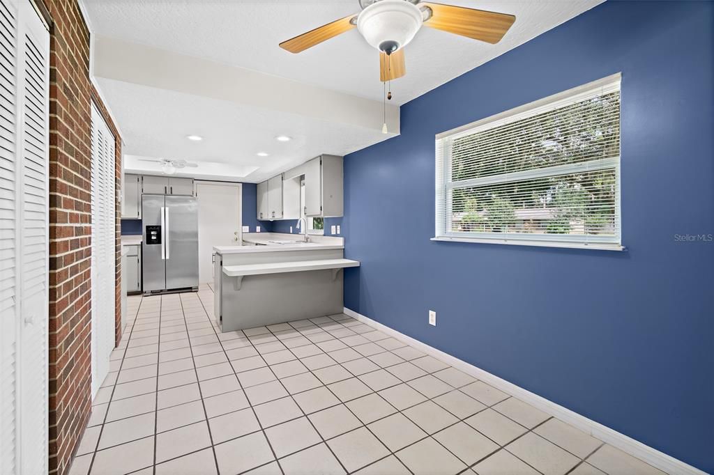 Interior, Kitchen, Recessed Lighting, Stone Walls