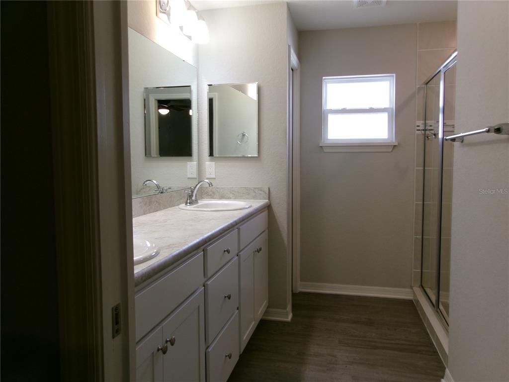 Bathroom, Dual Sink Vanities, Interior, Wood Texture Flooring