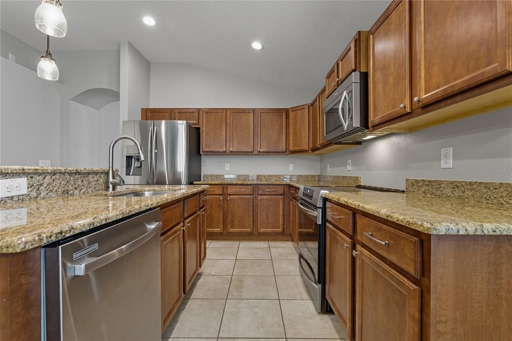 Interior, Kitchen, Pendant Lights, Recessed Lighting, Stainless Steel Appliances