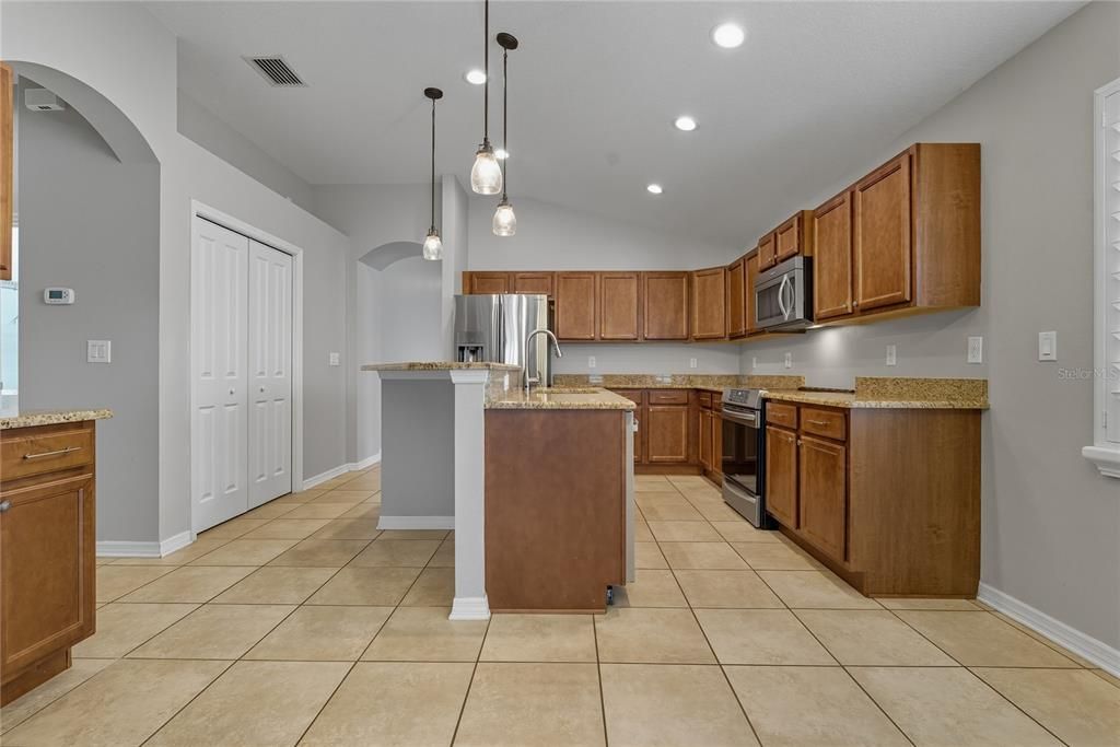 Interior, Kitchen, Pendant Lights, Recessed Lighting, Stainless Steel Appliances