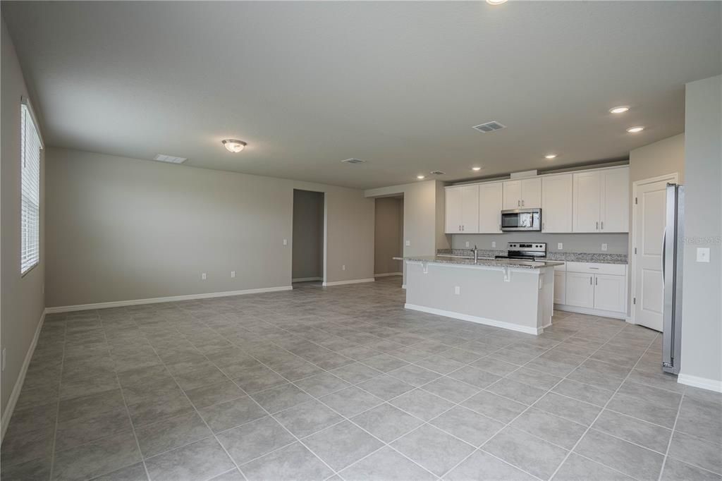 Empty room, Interior, Kitchen, Recessed Lighting, Stainless Steel Appliances
