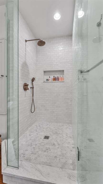 Bathroom, Glass Shower, Interior, Recessed Lighting