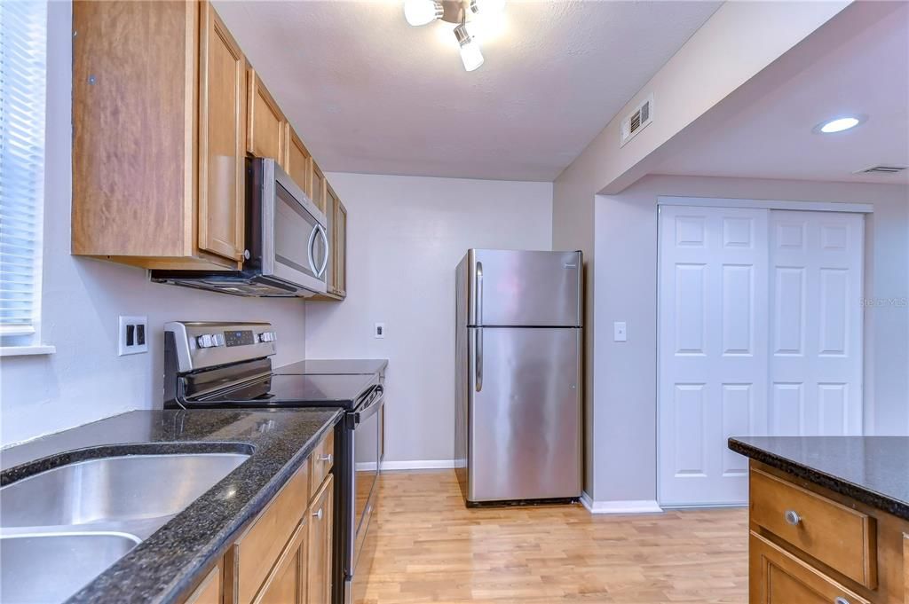 Interior, Kitchen, Recessed Lighting, Wood Texture Flooring
