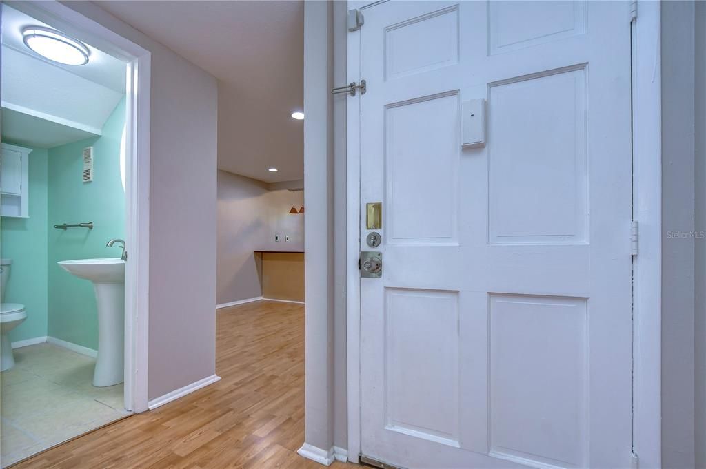 Bathroom, Interior, Recessed Lighting, Wood Texture Flooring