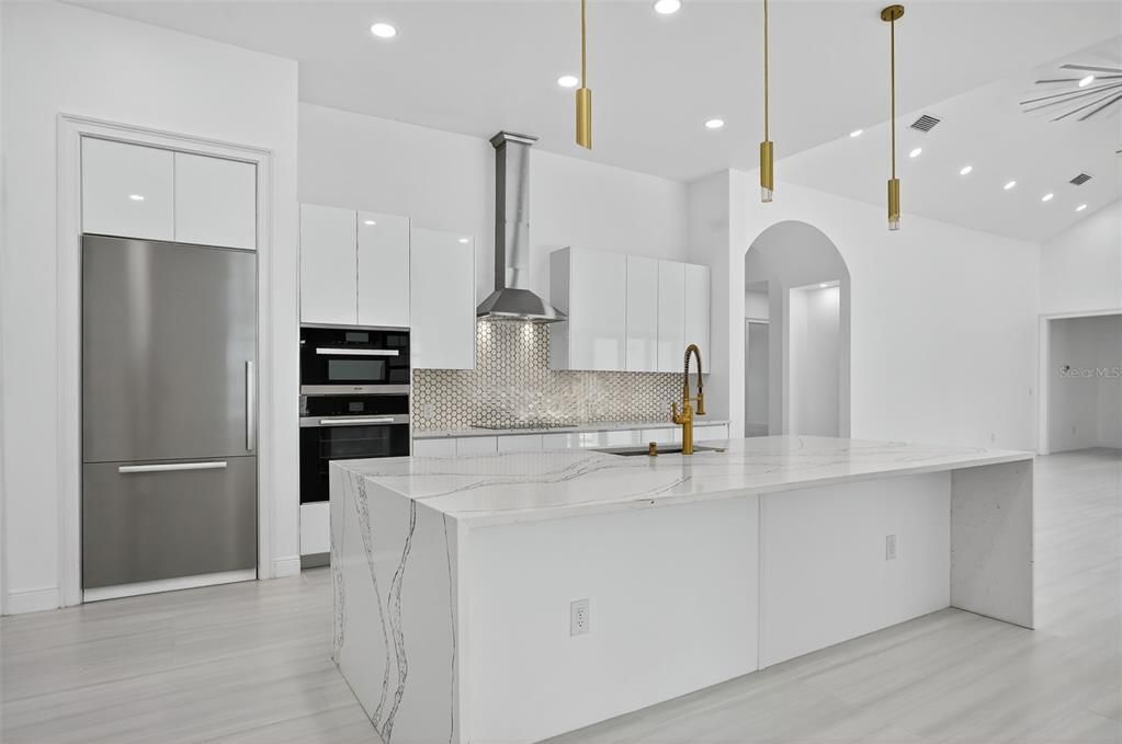 Interior, Kitchen, Pendant Lights, Recessed Lighting, Stainless Steel Appliances