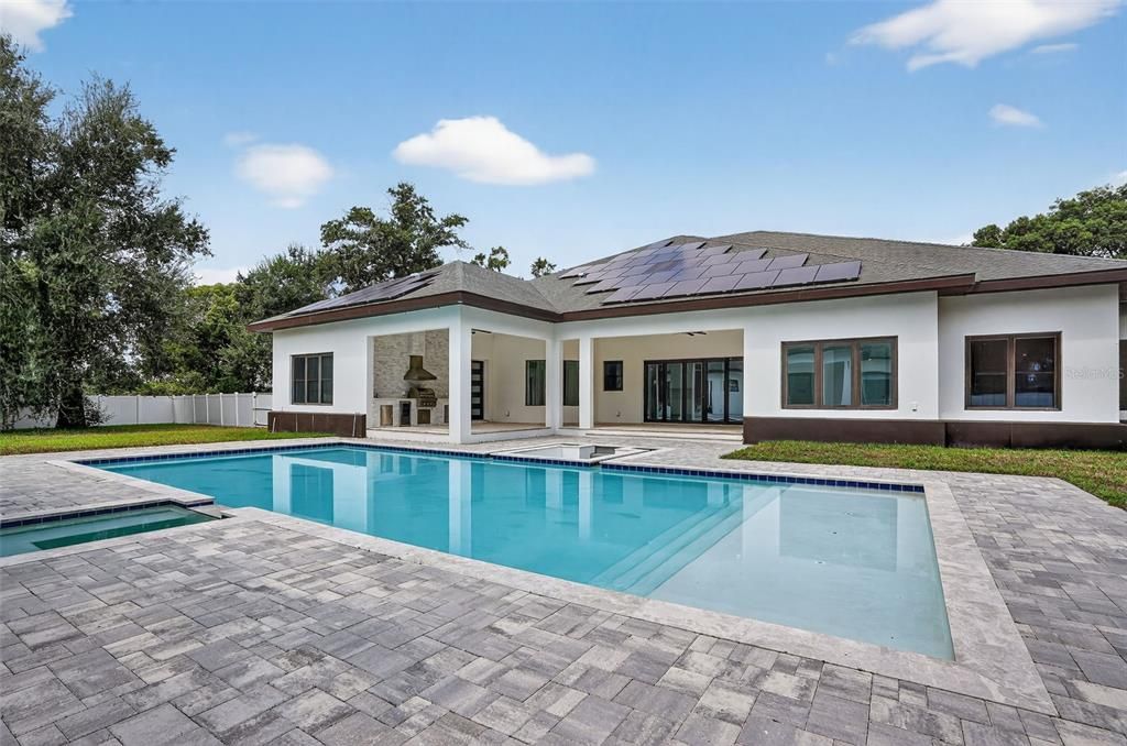 Exterior, Pool, Solar Panels