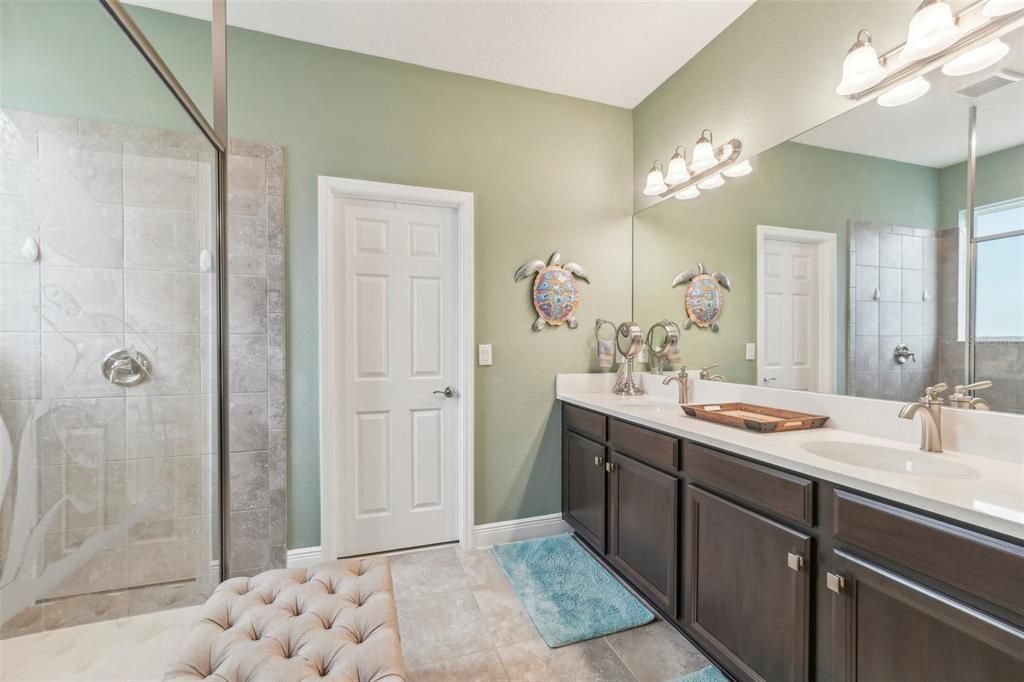 Bathroom, Dual Sink Vanities, Glass Shower, Interior