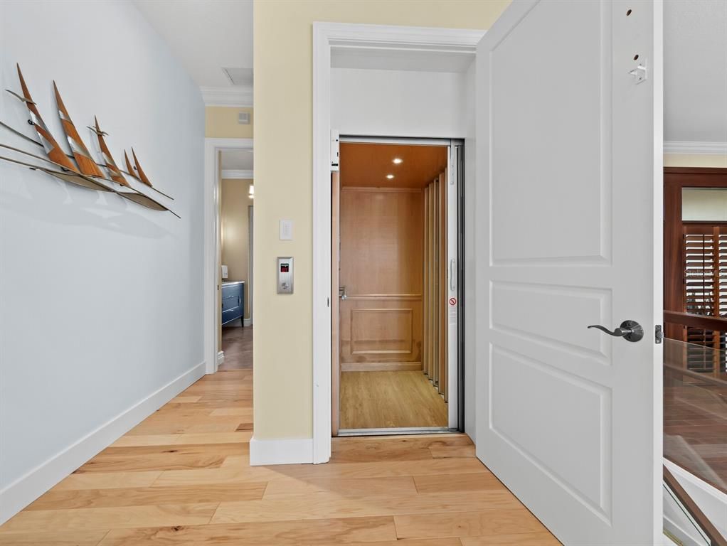 Elevator, Interior, Recessed Lighting, Wooden Ceilings, Wood Texture Flooring, Wooden Walls