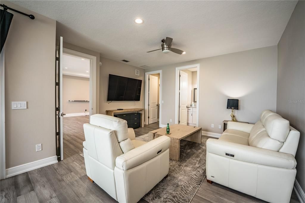 Game Room, Interior, Living room, Recessed Lighting, Wood Texture Flooring