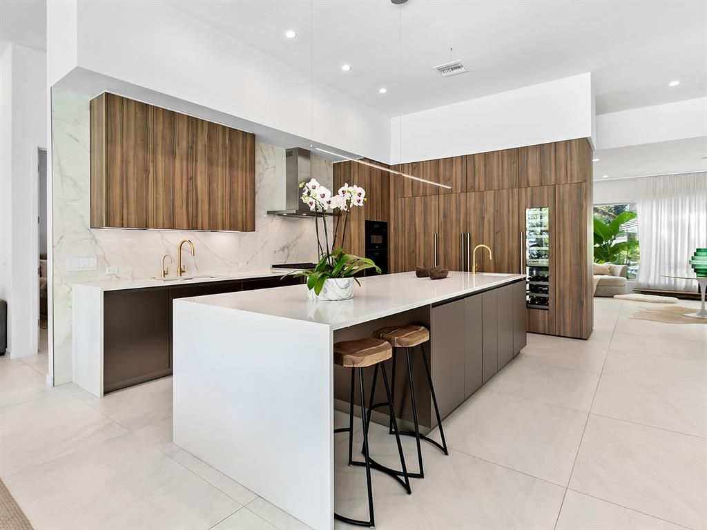 Interior, Kitchen, Marble Walls, Recessed Lighting