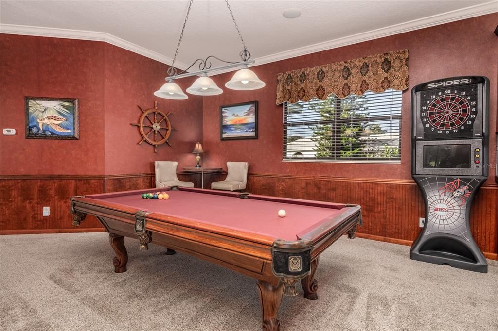 Billiard Table, Game Room, Interior, Pendant Lights