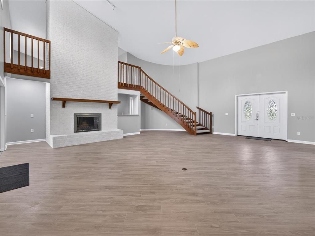 Fireplace, Interior, Wood Texture Flooring