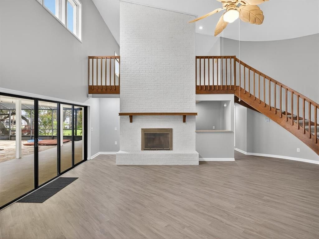Fireplace, Interior, Wood Texture Flooring