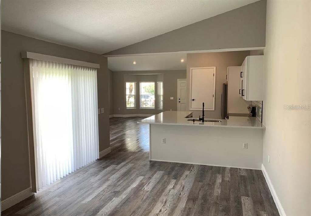 Interior, Kitchen, Recessed Lighting, Wood Texture Flooring