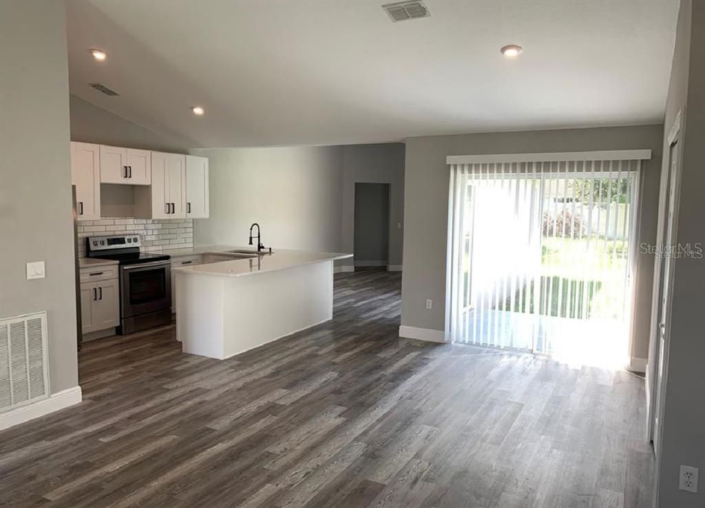 Interior, Kitchen, Recessed Lighting, Wood Texture Flooring