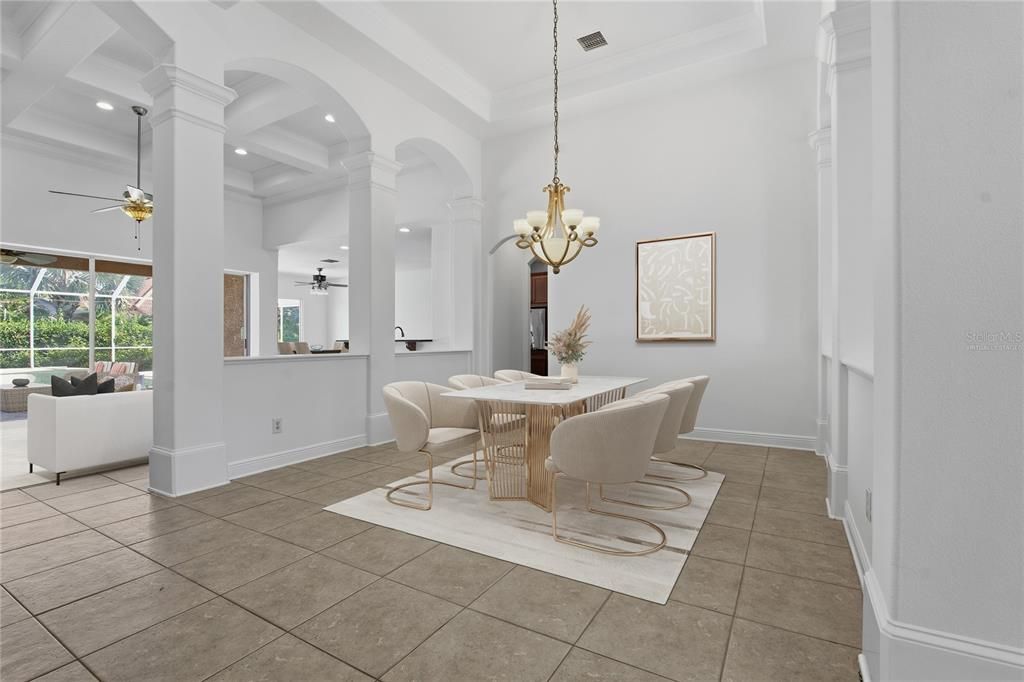 Chandelier, Dining room, Interior, Living room, Recessed Lighting