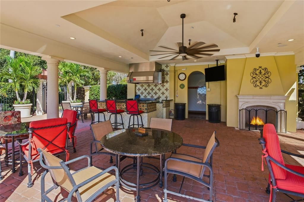 Exterior, Fireplace, Outdoor Kitchen, Recessed Lighting