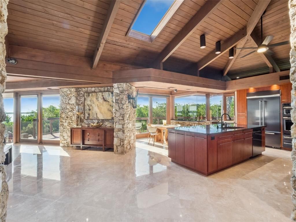 Hot Tub, Interior, Stone Walls, Wooden Ceilings