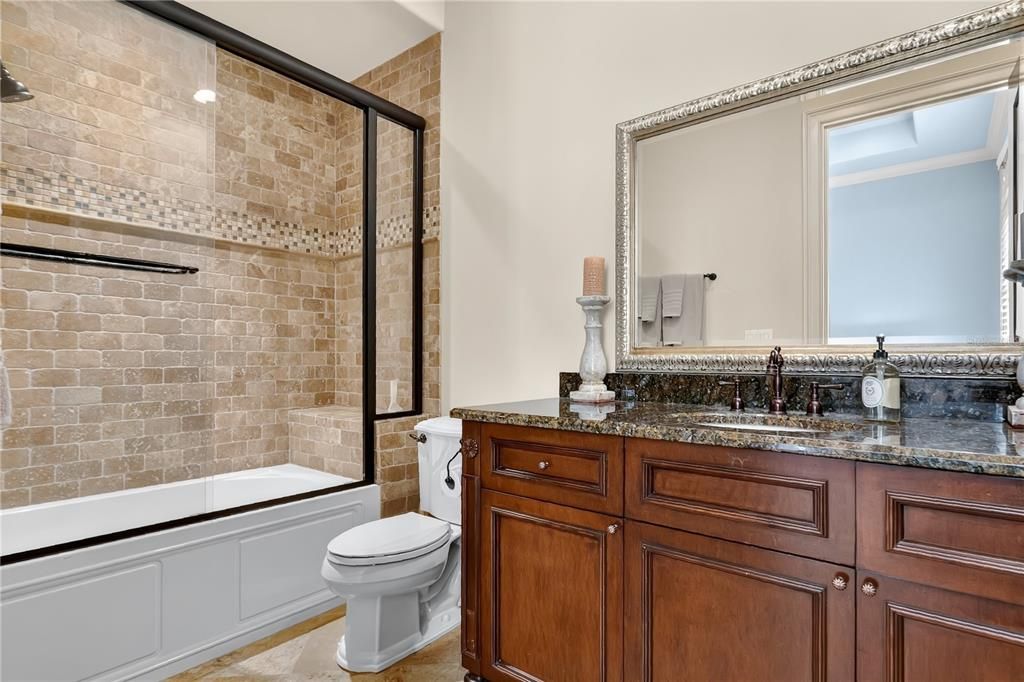 Bathroom, Glass Shower, Interior, Stone Walls