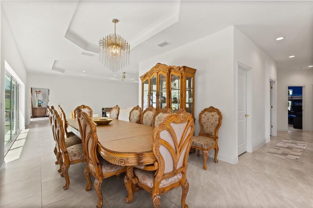 Chandelier, Dining room, Interior, Recessed Lighting