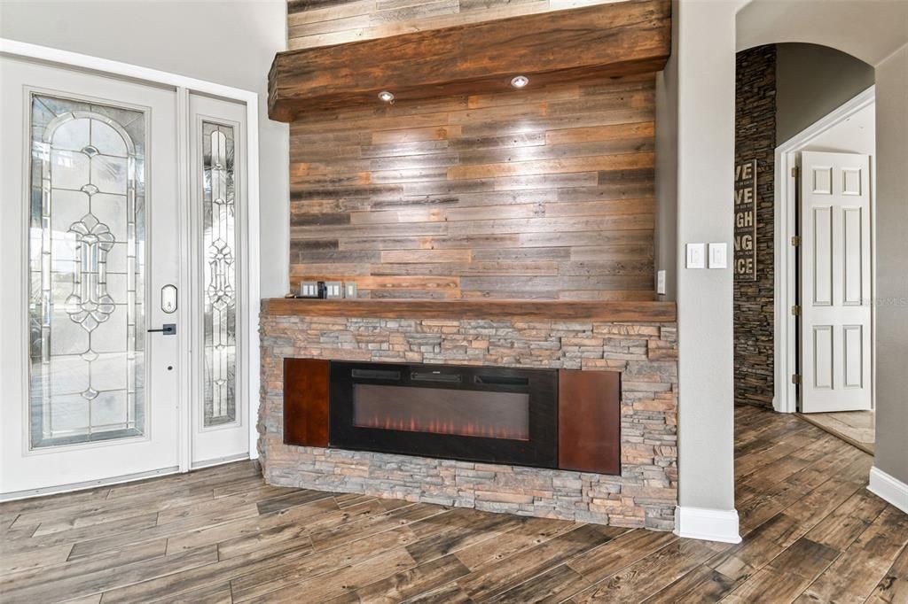 Fireplace, Interior, Wood Texture Flooring, Wooden Walls
