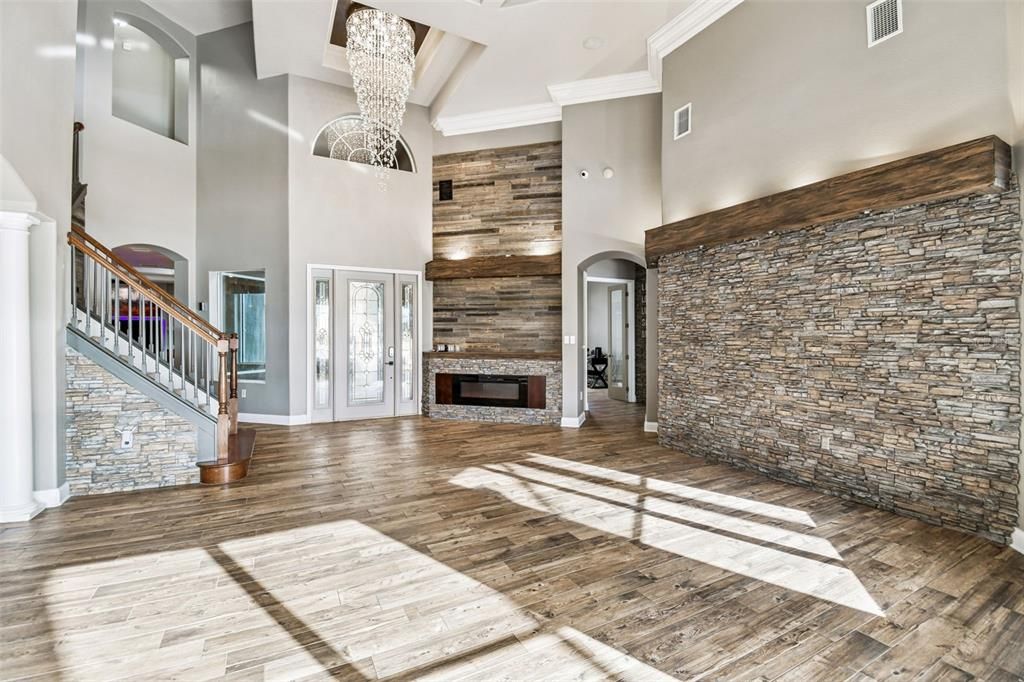Fireplace, Interior, Stone Walls, Wood Texture Flooring