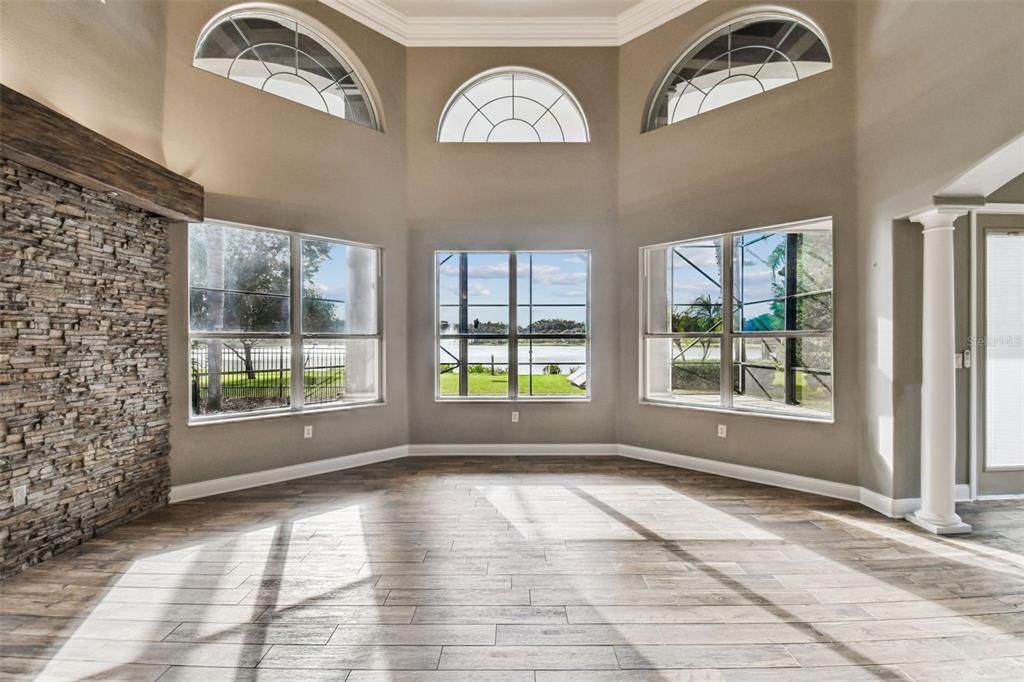 Interior, Stone Walls, Water, Wood Texture Flooring