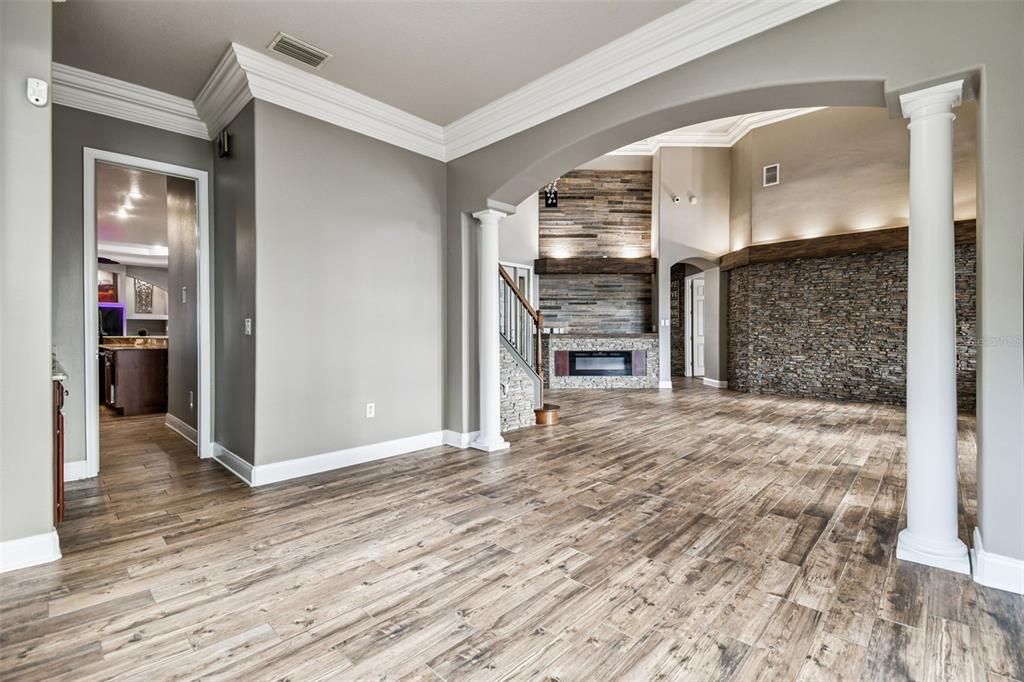 Fireplace, Interior, Stone Walls, Wood Texture Flooring