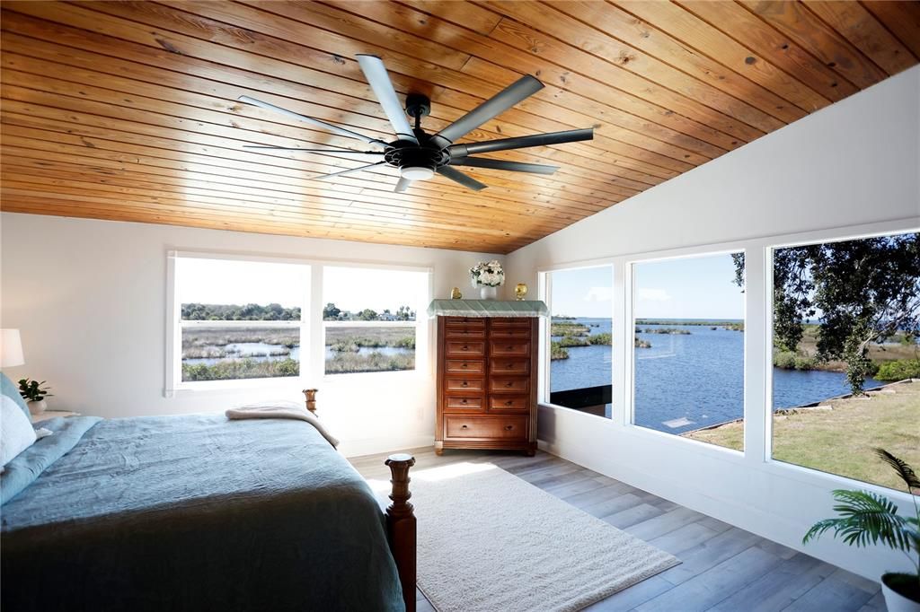 Bedroom, Interior, Water, Wooden Ceilings, Wood Texture Flooring