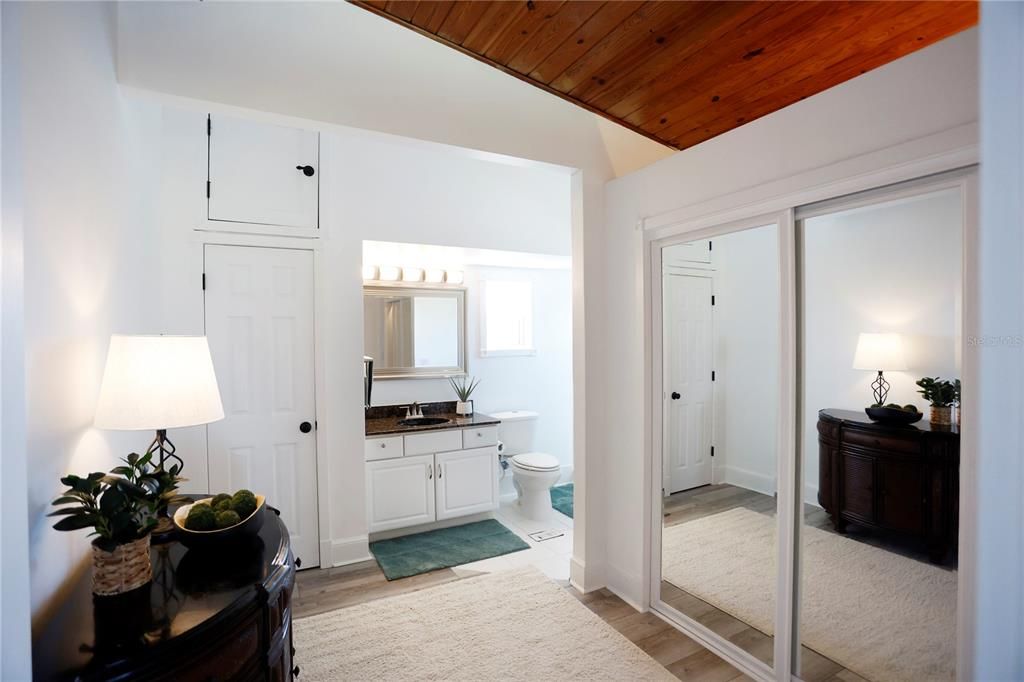 Bathroom, Interior, Wooden Ceilings, Wood Texture Flooring