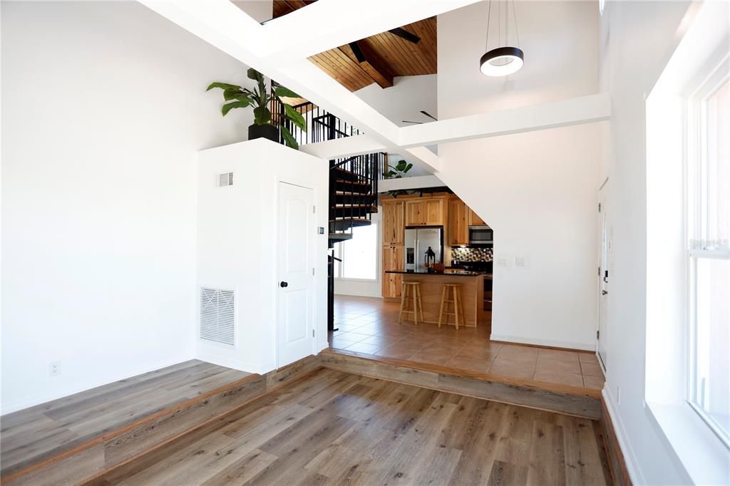 Interior, Kitchen, Pendant Lights, Wooden Beams, Wooden Ceilings, Wood Texture Flooring
