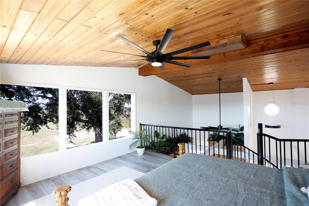 Bedroom, Interior, Pendant Lights, Wooden Ceilings, Wood Texture Flooring